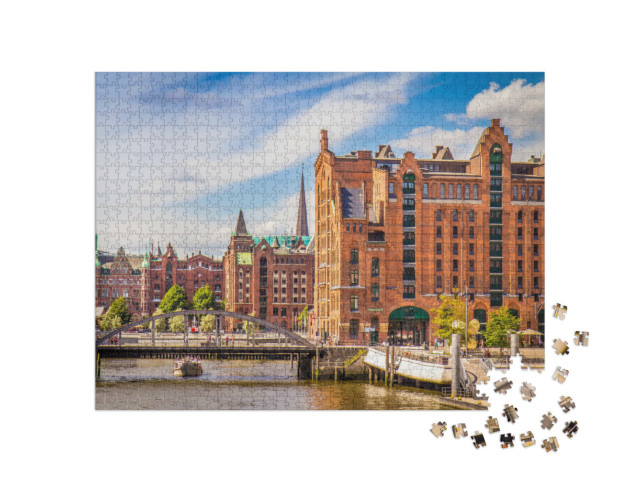 Puzzle 1000 Teile „Speicherstadt in Hamburg im Sommer“