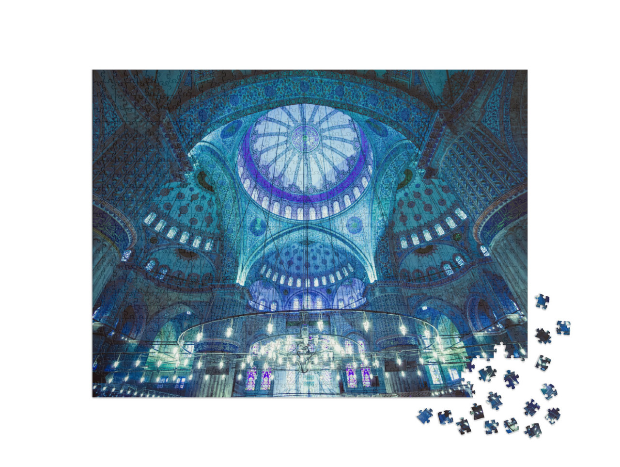 Puzzle 1000 Teile „Das Innere der Blauen Moschee, Istanbul, Türkei“