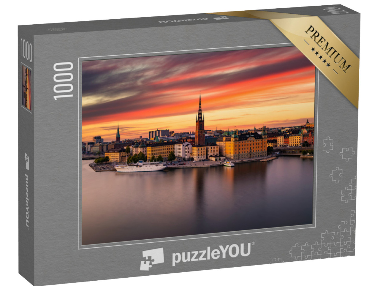 Puzzle 1000 Teile „Gamla Stan, Stockholms Altstadt bei Sonnenuntergang, Schweden“