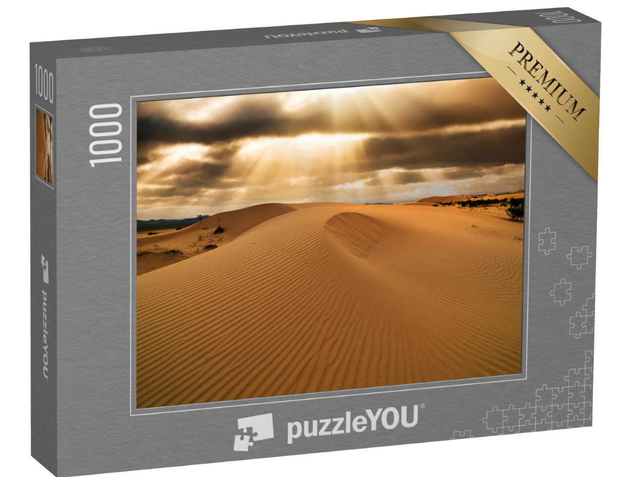 Puzzle 1000 Teile „Sonnenuntergang über den Sanddünen in der Wüste, Sahara“