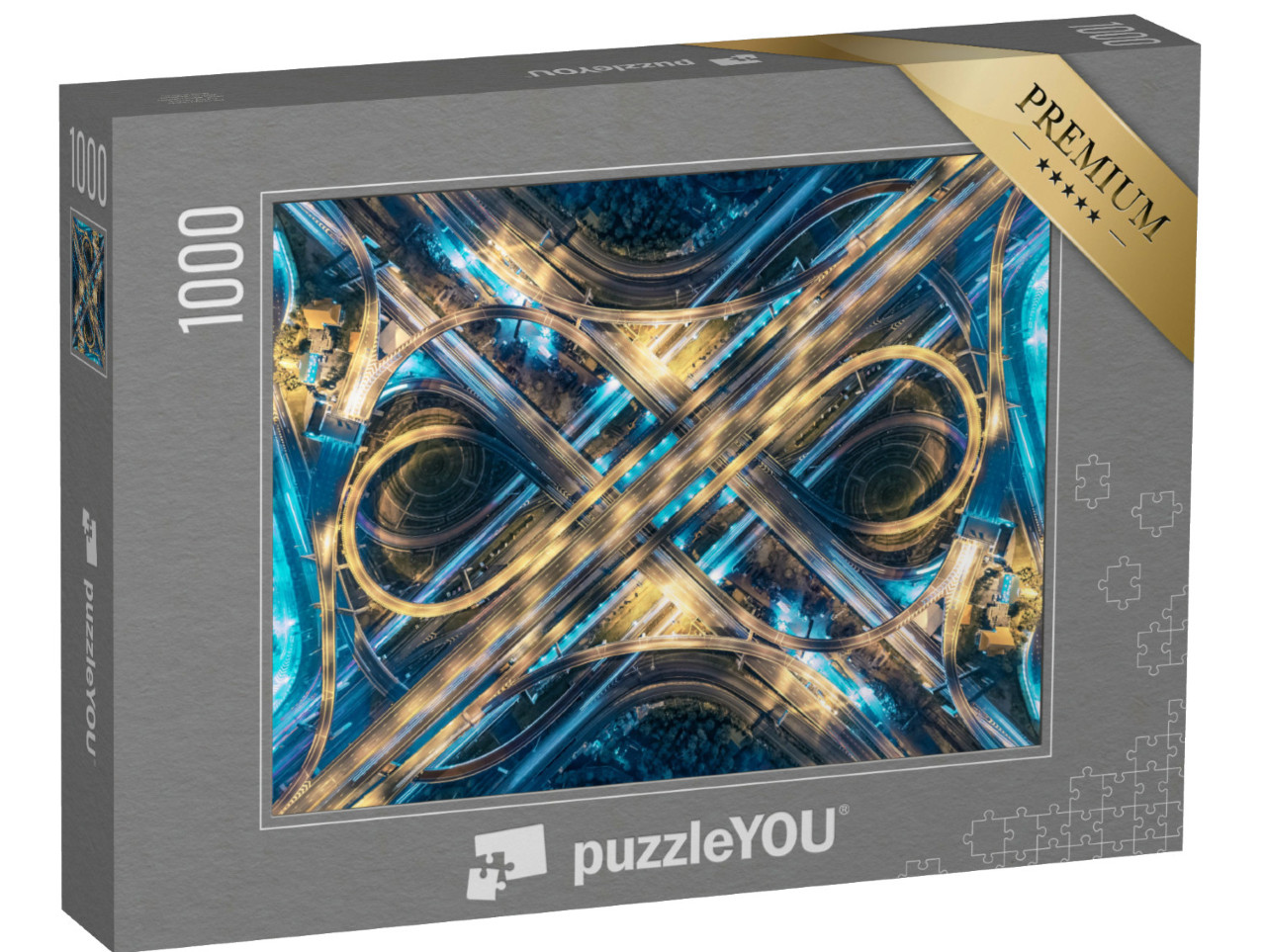 Puzzle 1000 Teile „Luftaufnahme des Straßenverkehrs in einer thailändischen Stadt“