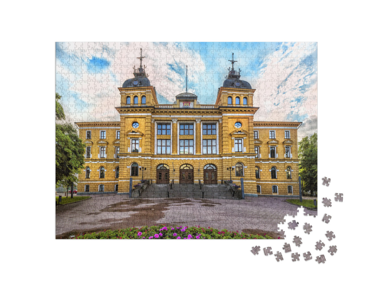 Puzzle 1000 Teile „Pittoreskes Rathaus von Oulu, Finnland“