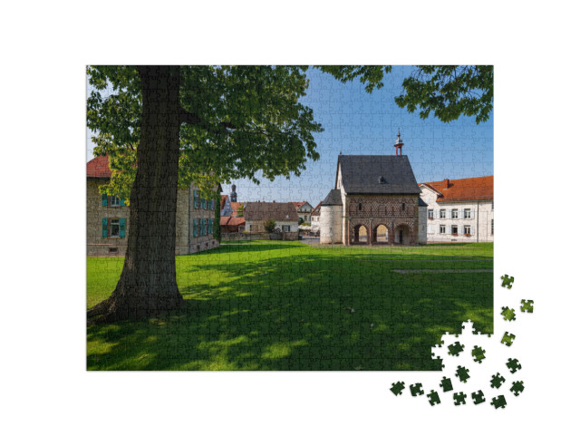 Puzzle 1000 Teile „Kloster zu Lorsch mit Königssaal und Klosterhügel bei Worms in Hessen“