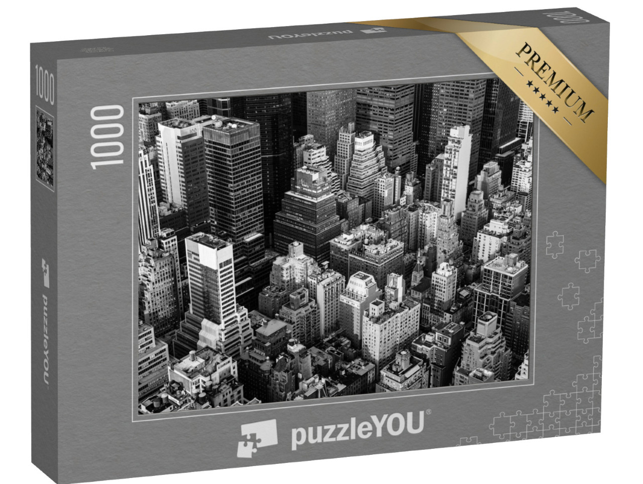 Puzzle 1000 Teile „New York City: Manhattan aus der Luft, Schwarz-Weiß, USA“