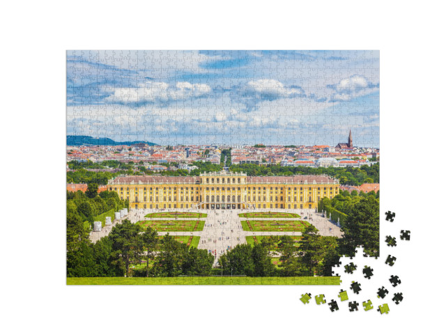 Puzzle 1000 Teile „Schloss Schönbrunn mit dem malerischen Großen Parterregarten, Wien“