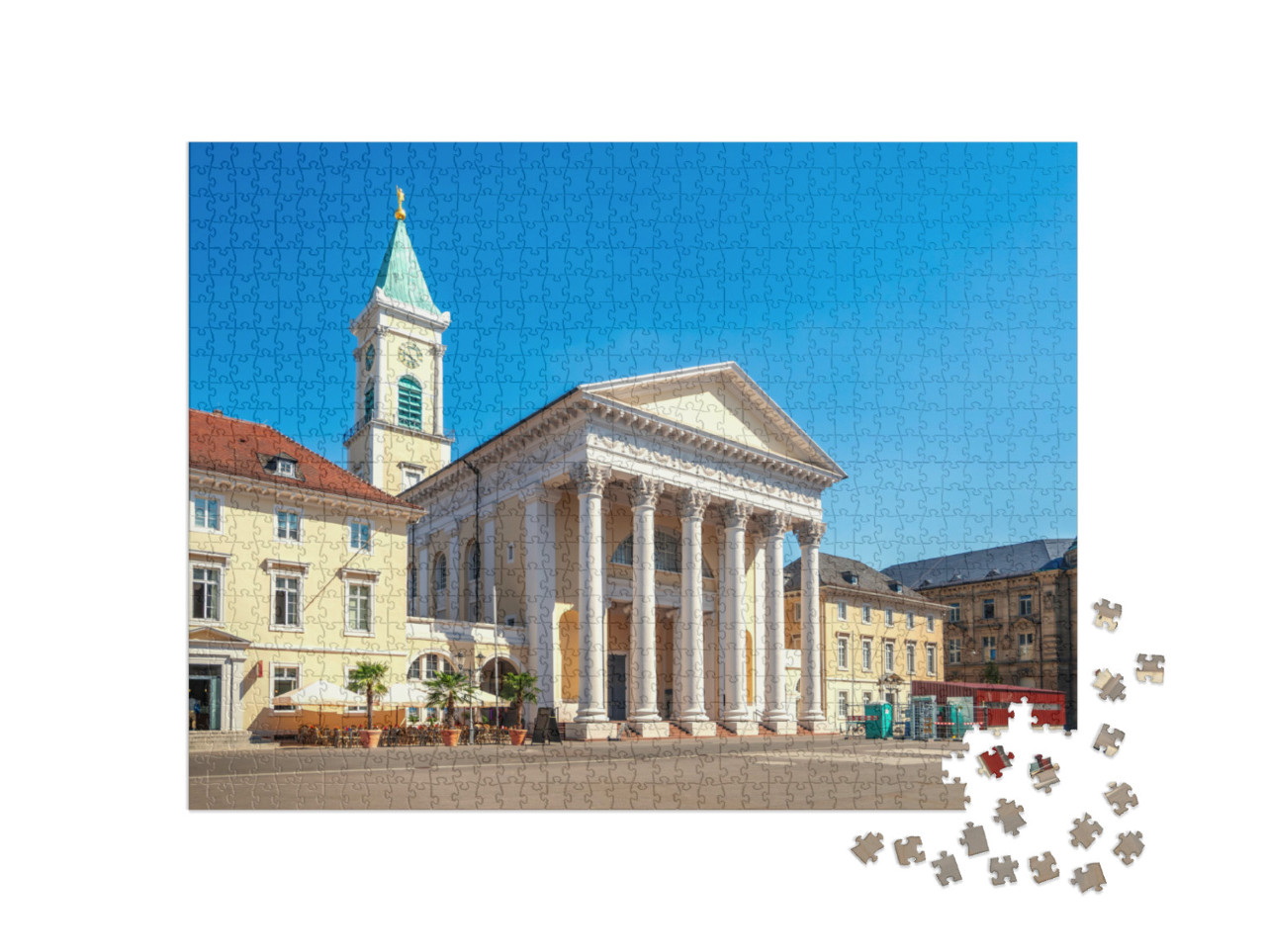 Puzzle 1000 Teile „Stadtkirche am Marktplatz in Karlsruhe, Deutschland“