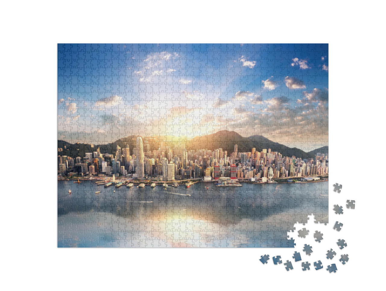 Puzzle 1000 Teile „Sonnenuntergang über Hongkong“