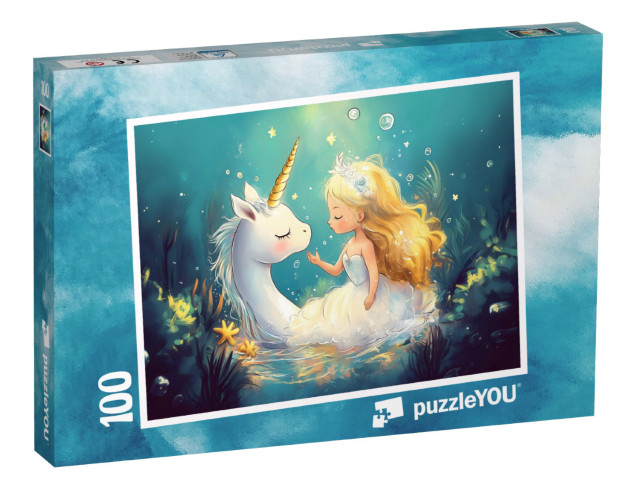 Puzzle 100 Teile „Prinzessin im Zauberland der Einhörner“