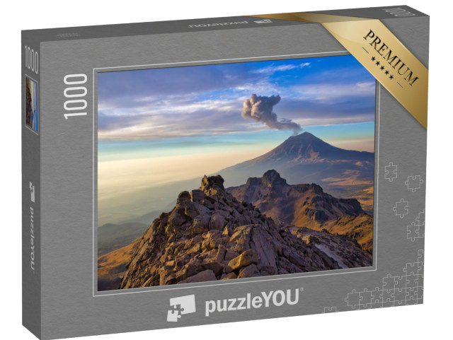 Puzzle 1000 Teile „Ausbruch des Vulkans Popocatepetl, im Nationalpark Iztaccihuatl Popocatepetl, Mexiko“