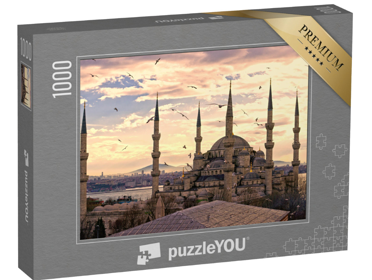 Puzzle 1000 Teile „Sonnenuntergang über der Blauen Moschee, (Sultanahmet Camii), Istanbul, Türkei“