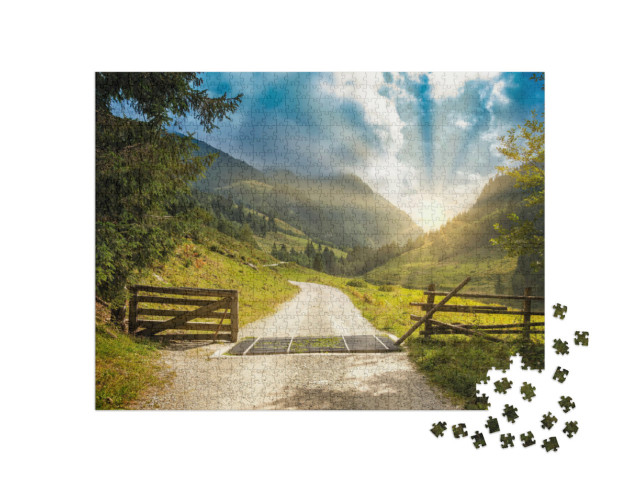 Puzzle 1000 Teile „Wanderweg im Zillertal, Österreich“