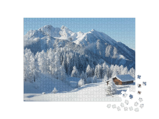 Puzzle 1000 Teile „Winterwunderland in den österreichischen Alpen“