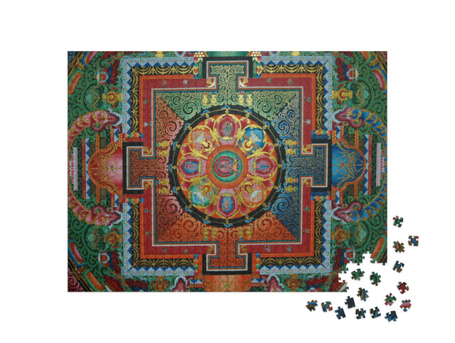 Puzzle 1000 Teile „Quadratisches Mandala an der Decke eines tibetischen Klosters“