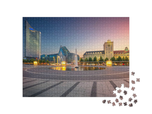 Puzzle 1000 Teile „Leipziger Innenstadt bei Sonnenuntergang, Deutschland“