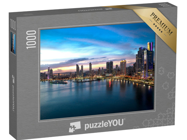 Puzzle 1000 Teile „Abendliche Skyline von Panama City, Panama“