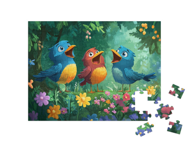 Puzzle 100 Teile „Heimat der bunten Vögel“