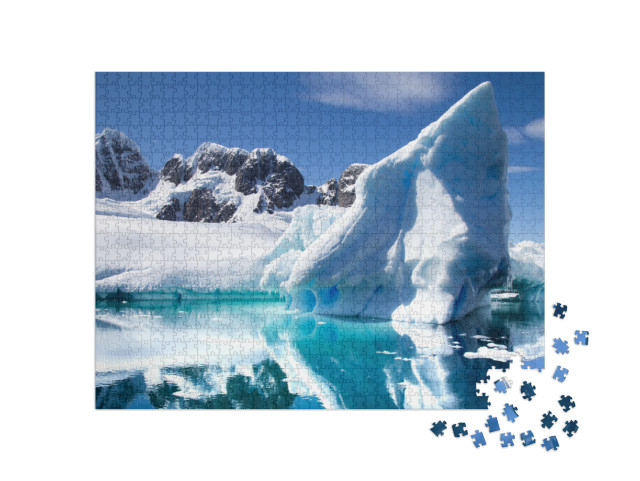 Puzzle 1000 Teile „Antarktische Landschaft mit Eisbergen im Vordergrund“