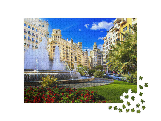 Puzzle 1000 Teile „Valencia, Plaza del Ayuntamiento, Spanien“