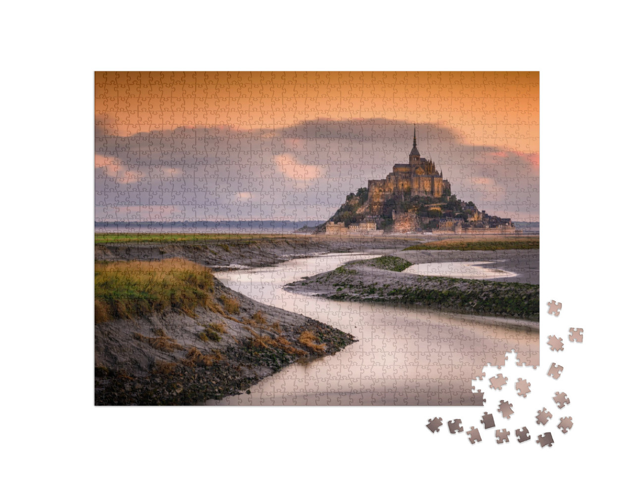 Puzzle 1000 Teile „Sonnenaufgang am Mont-Saint-Michel in der Normandie“