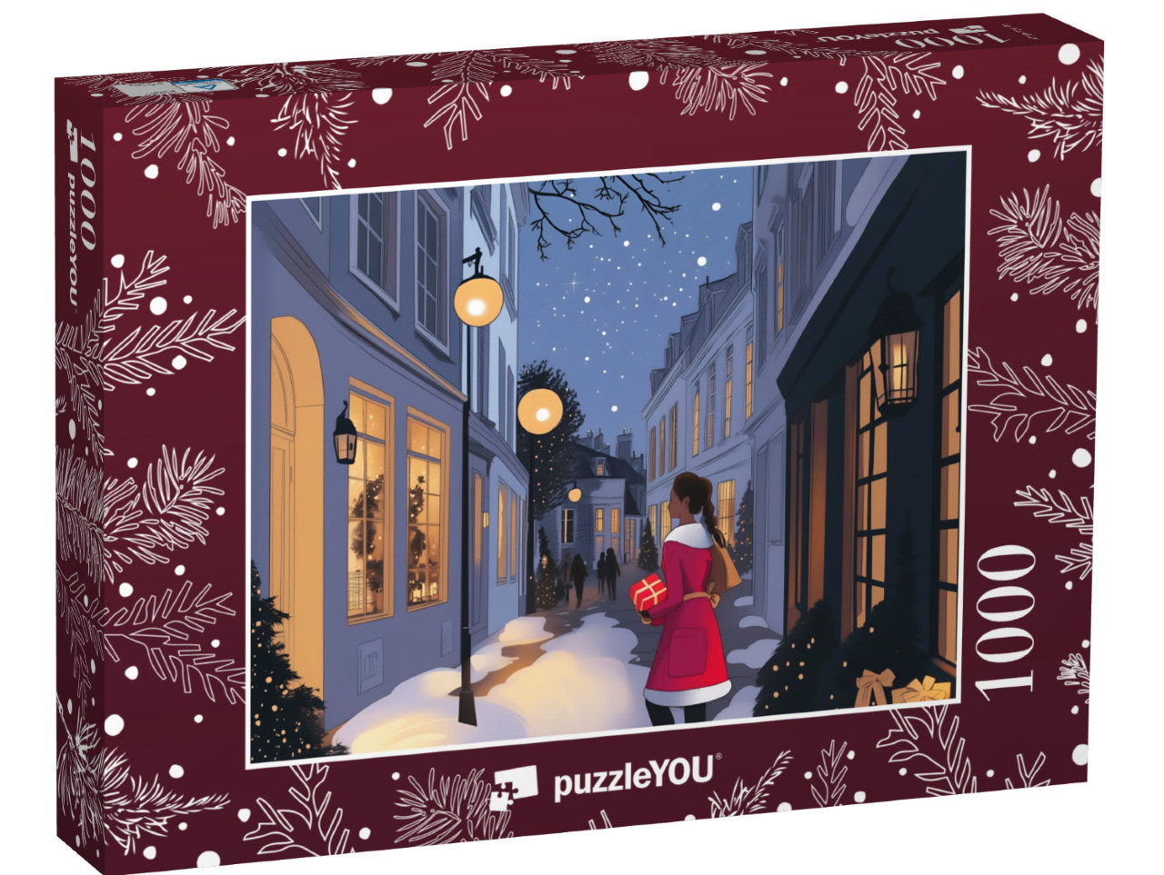 Puzzle 1000 Teile „Weihnachtsstimmung winterlicher Gasse“