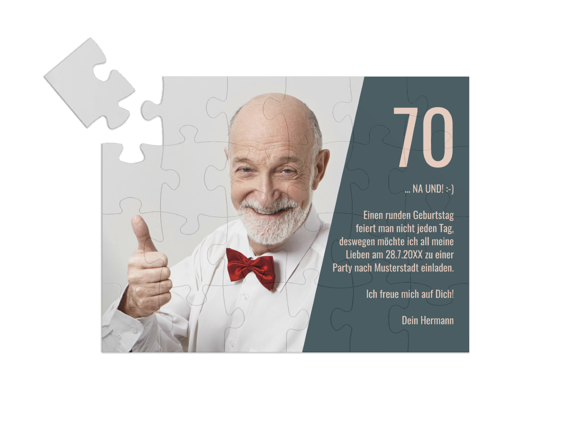 "Großartige 70" in Querformat dunkelgrau