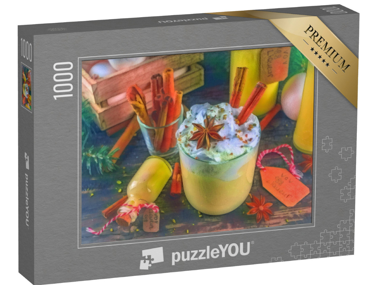 Puzzle 1000 Teile „im Kunst-Stil von Franz Marc - Weihnachts-Bombardino Livigno Cocktail - Puzzle-Kollektion Künstler & Gemälde“