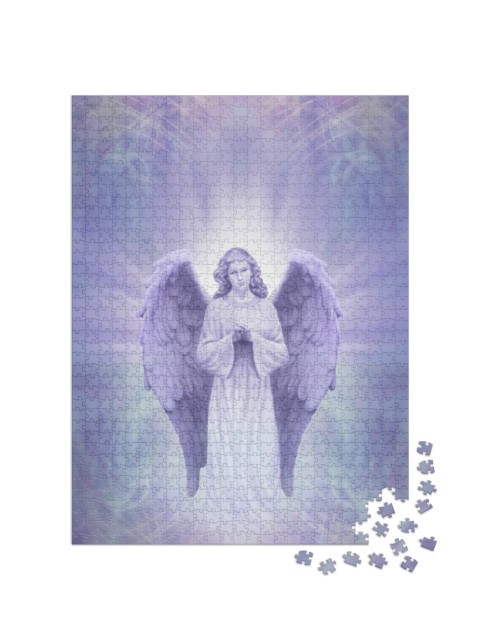Puzzle 1000 Teile „Schutzengel mit einem komplizierten blauen lila Energiefeld“
