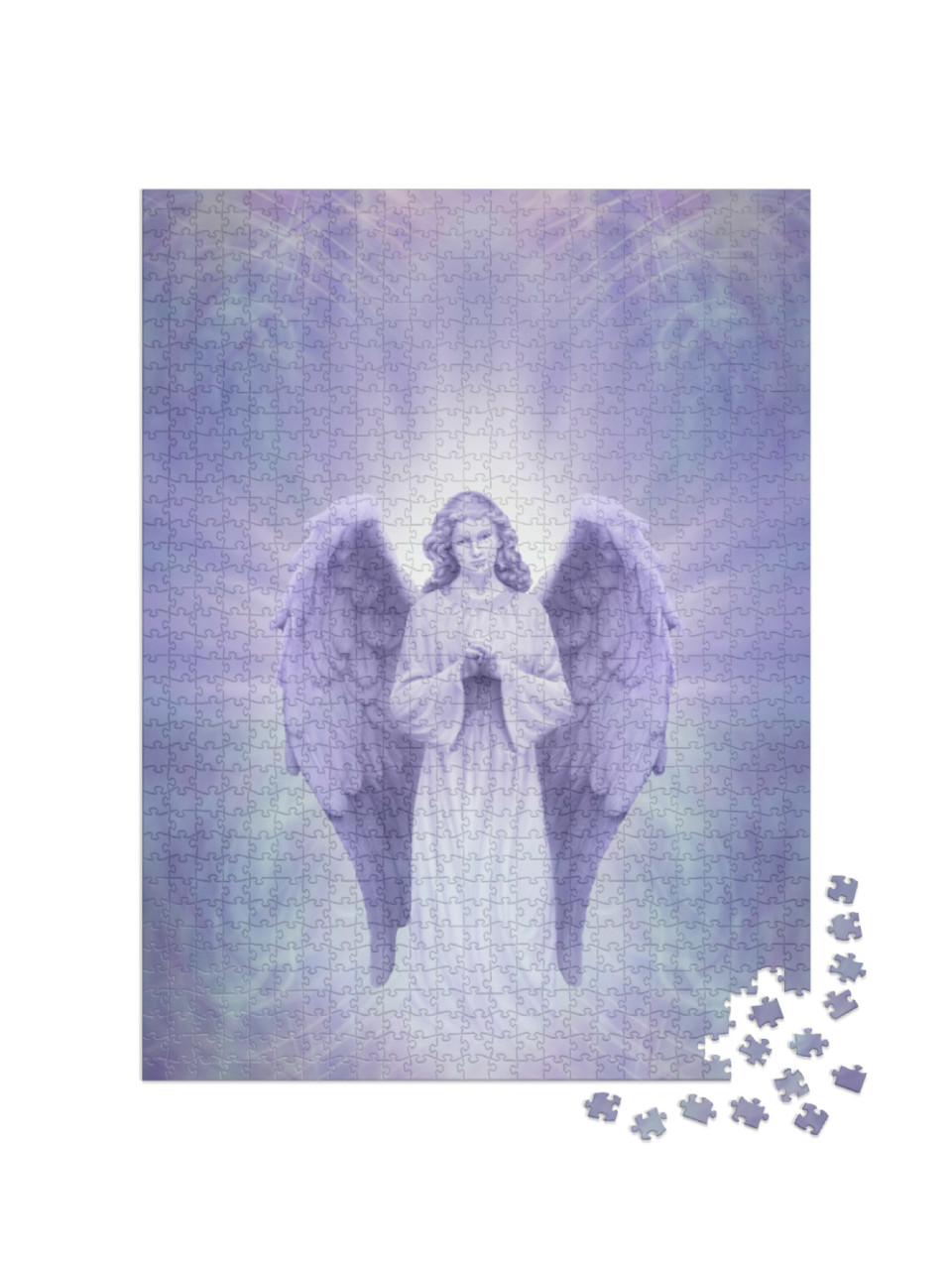 Puzzle 1000 Teile „Schutzengel mit einem komplizierten blauen lila Energiefeld“