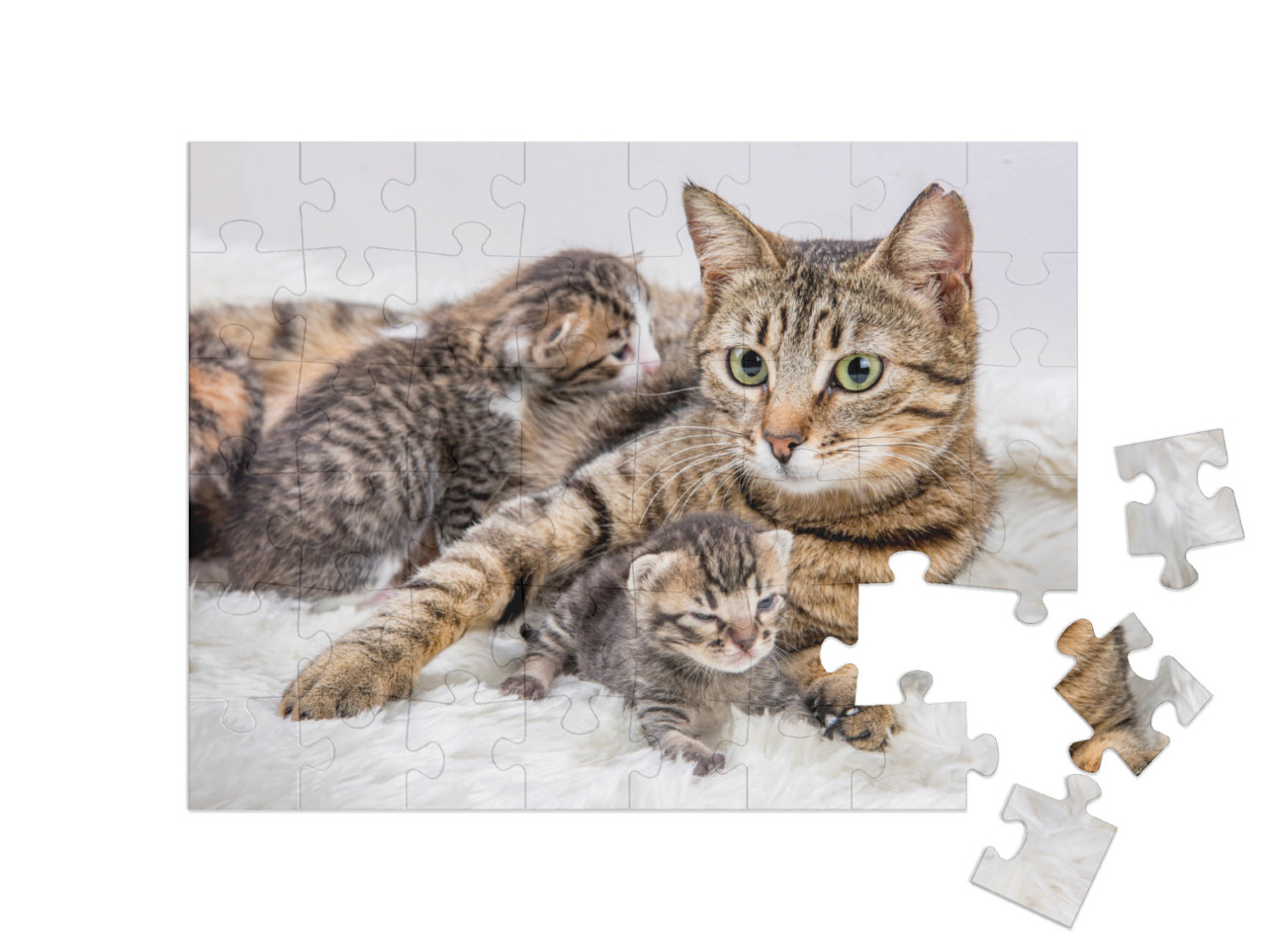 Puzzle 48 Teile „Katzenmutter und Katzenbaby, Kitten“