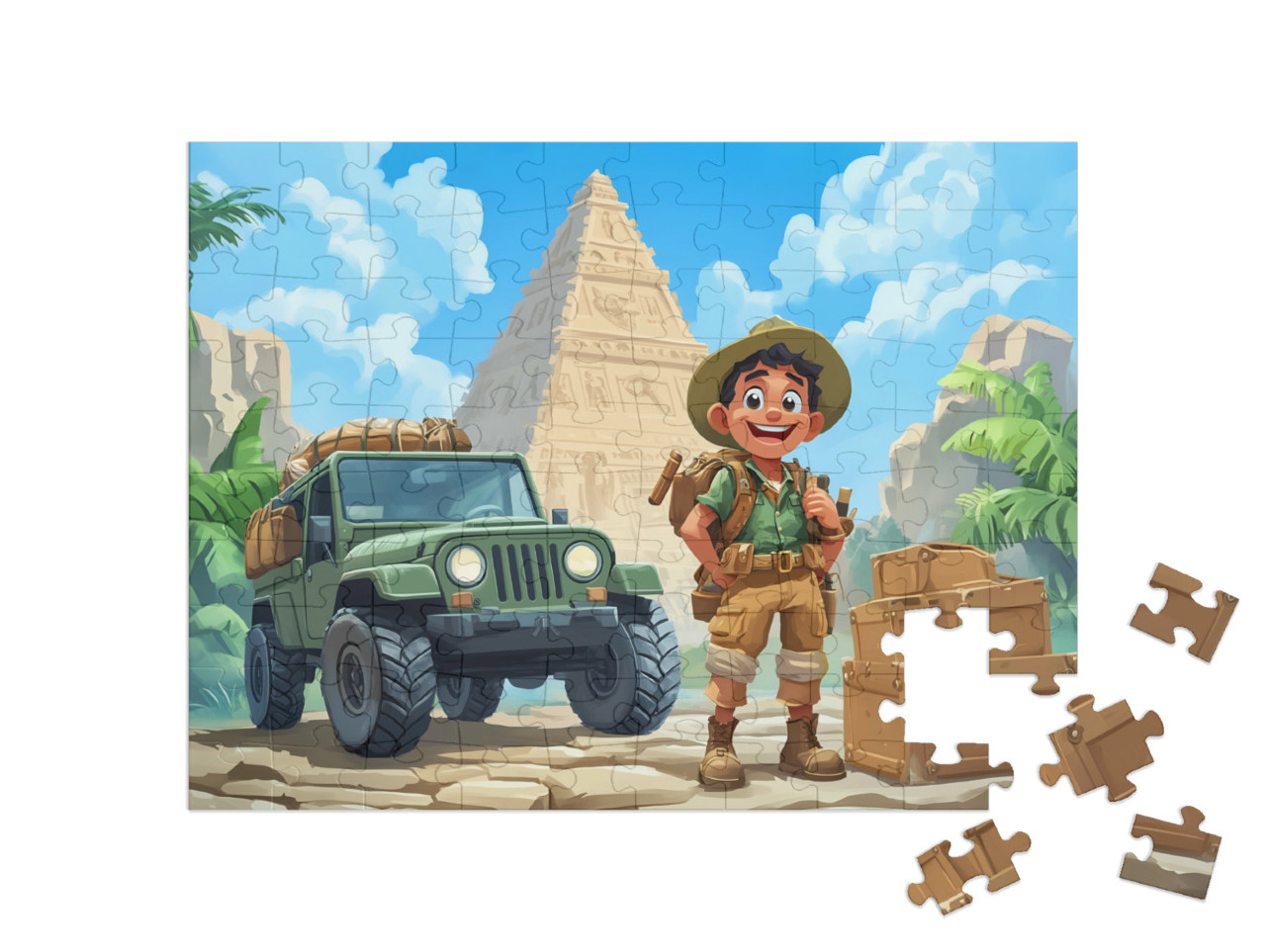 Puzzle 100 Teile „Abenteuerschatzsuche bei den Pyramiden“