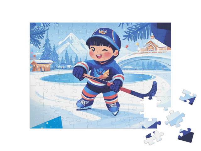 Puzzle 100 Teile „Das Eishockey-Duell beginnt“
