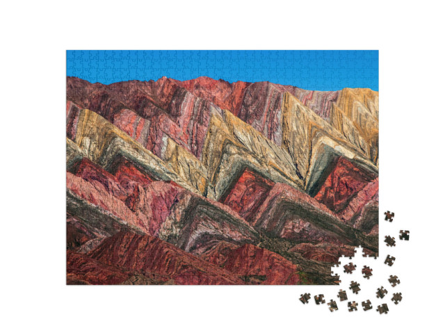 Puzzle 1000 Teile „Quebrada de Humahuaca und die bunten Berge, Salta, Argentinien“