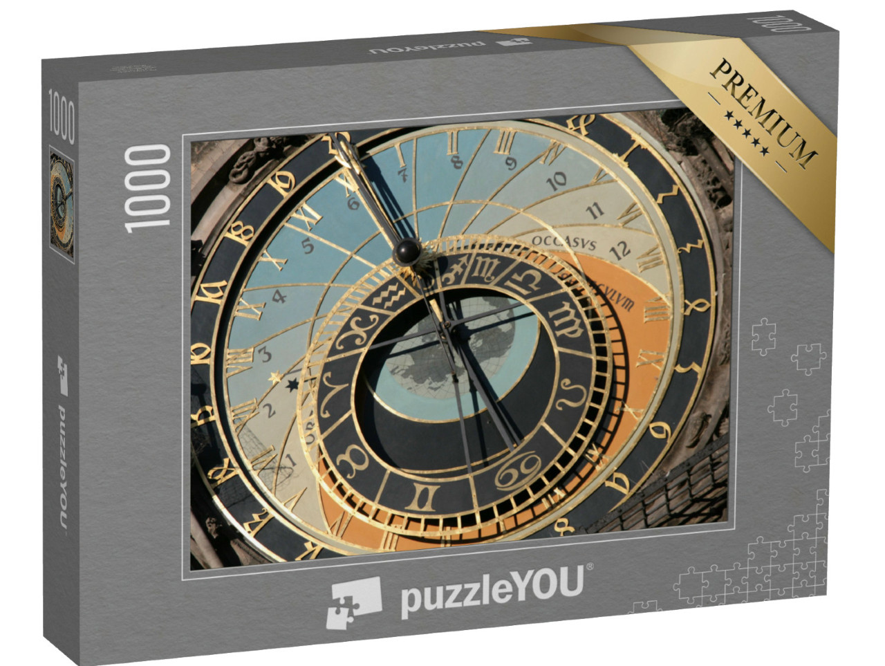 Puzzle 1000 Teile „Uhr, arabische und römische Ziffern, Tierkreiszeichen, Sternzeichen“