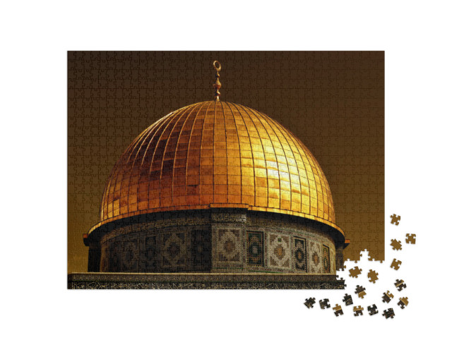 Puzzle 1000 Teile „Mit 80 Kilogramm Gold bedeckt Kuppel des Felsendoms in Jerusalem, Israel“