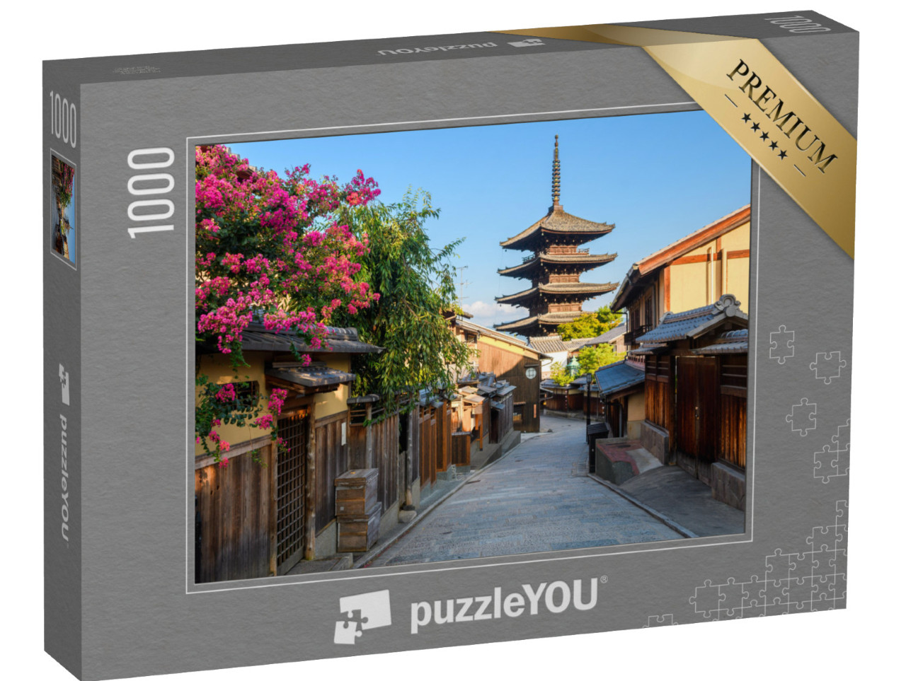 Puzzle 1000 Teile „Altstadt von Kyoto: Higashiyama-Viertel mit traditioneller Straße“