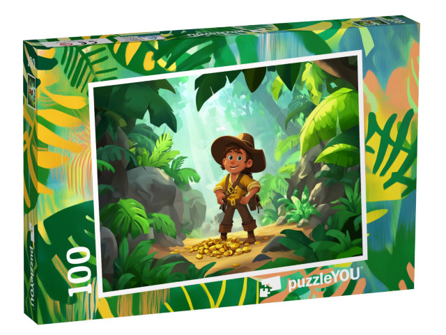 Puzzle 100 Teile „Schatzjagd im Dschungel“