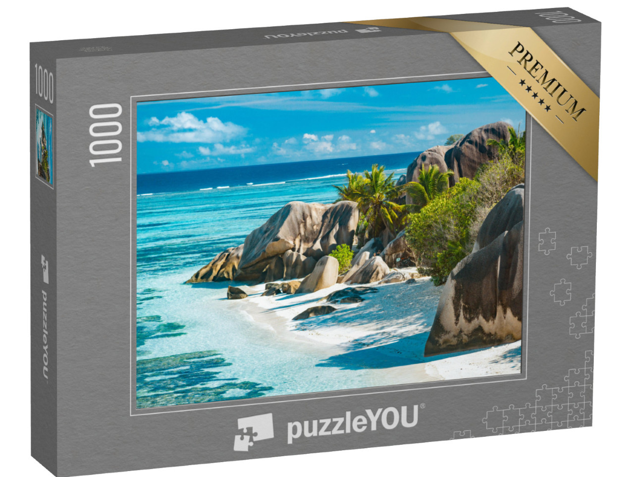 Puzzle 1000 Teile „Verzaubert schöner Strand der Seychellen - Anse Source D'Argent“