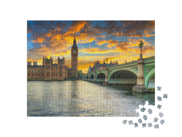 Puzzle 1000 Teile „Big Ben und Westminster Palace, London, UK“