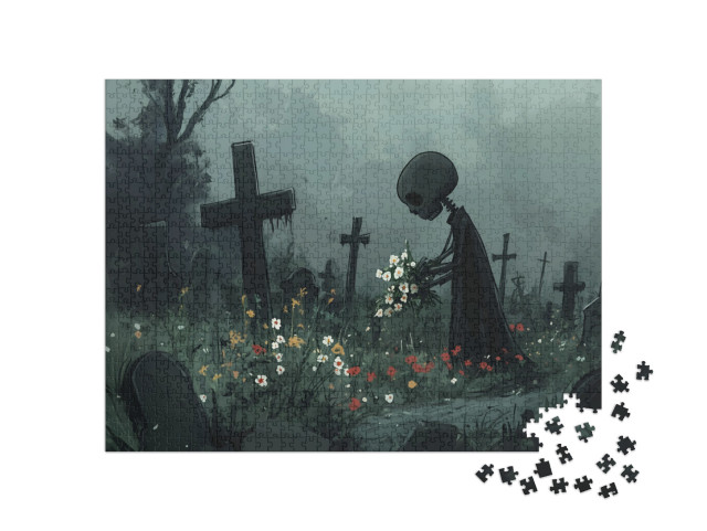 Puzzle 1000 Teile „Halloween Friedhof“