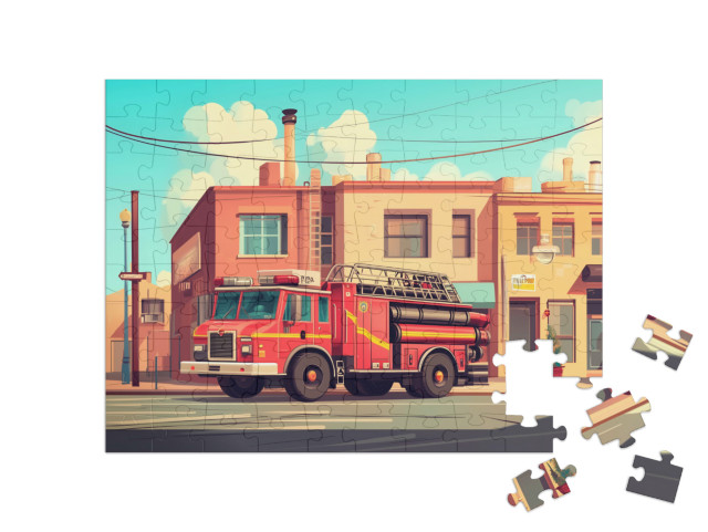 Puzzle 100 Teile „Die Feuerwehr kommt zur Hilfe“