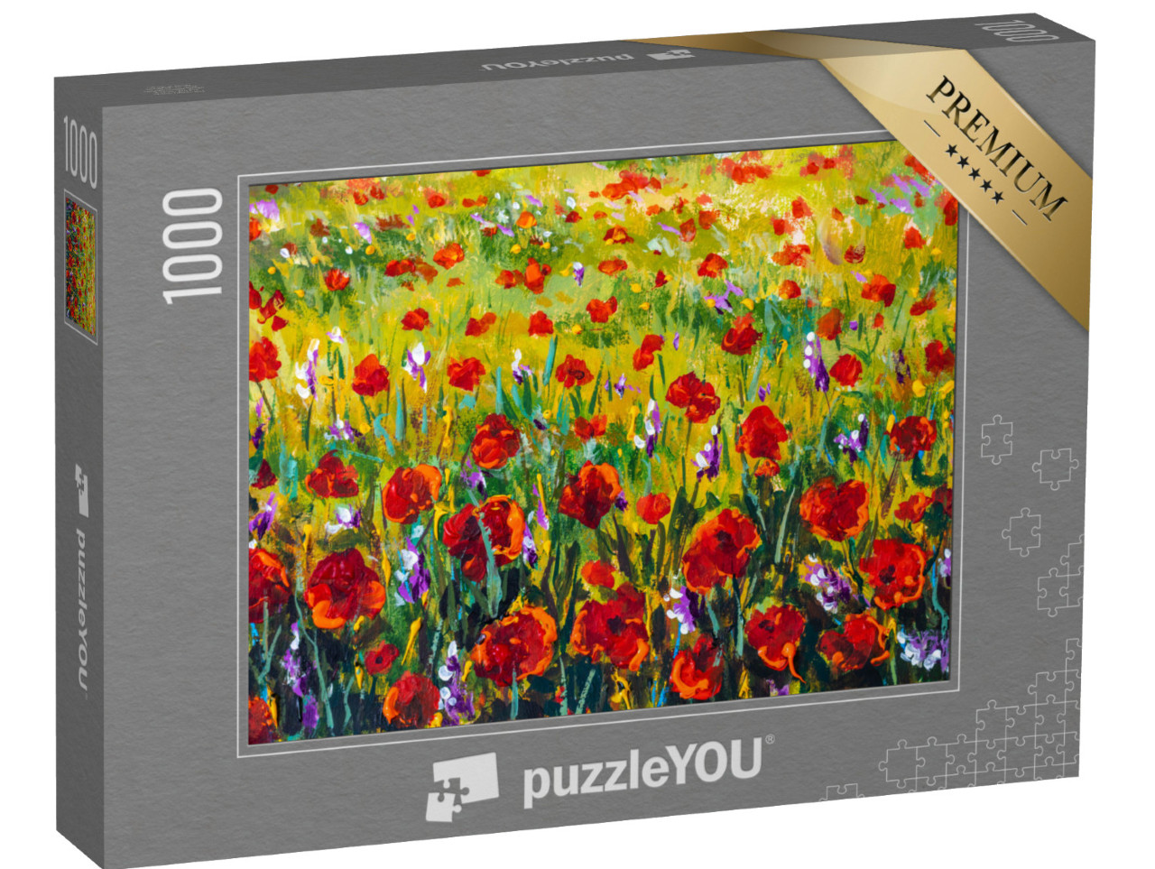 Puzzle 1000 Teile „Ölgemälde: Rote Mohnblumen im Stil des Claude Monet Impressionismus“