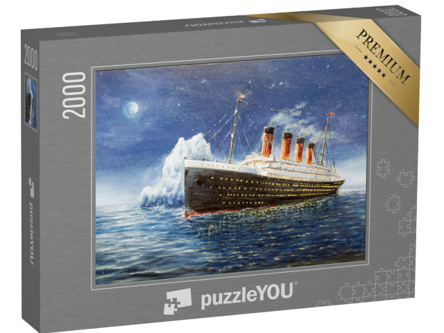 Puzzle 2000 Teile „Ölgemälde: Die Titanic zerschellt am Eisberg“