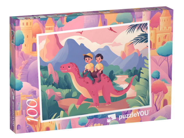 Puzzle 100 Teile „Ein Tag im Dino-Land“