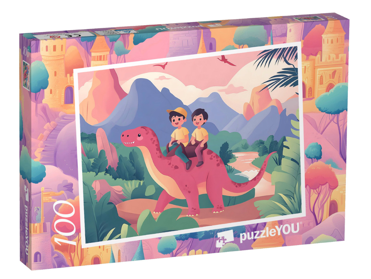 Puzzle 100 Teile „Ein Tag im Dino-Land“