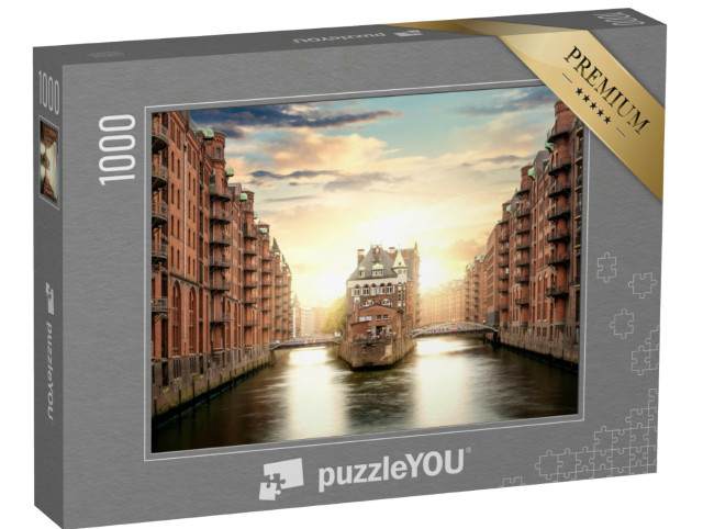 Puzzle 1000 Teile „Hamburg: Speicherstadt im Sonnenaufgang“