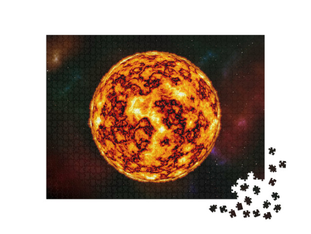 Puzzle 1000 Teile „Sonne im Weltraum mit Plasmahintergrund“