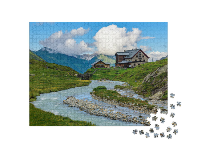 Puzzle 1000 Teile „Franz-Senn-Hütte in den Stubaier Alpen“