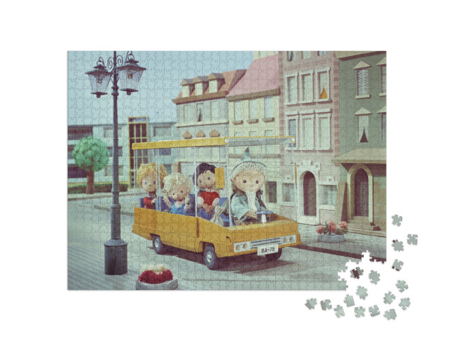 Puzzle 1000 Teile „Unser Sandmännchen: Unterwegs mit dem Omnibus, 1974“