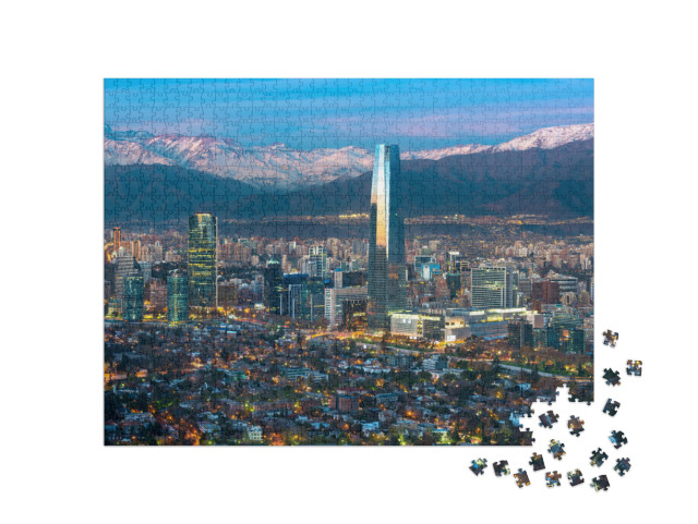 Puzzle 1000 Teile „Panoramablick auf Providencia und Las Condes, Wolkenkratzer in Santiago de Chile“