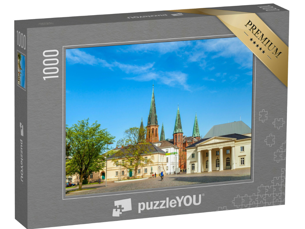 Puzzle 1000 Teile „Schloss und Kirche von Oldenburg, Niedersachsen, Deutschland“